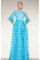 VL1704SP06340	VESTIDO CAMADAS BABADOS AMARRACAO FRENTE - AZUL BEBE - 40