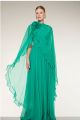 VL1702SP24342	VESTIDO CORPO DRAPEADO COM CAPA + FLOR VERDE - 42
