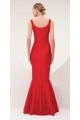 VL1691D 21440	VESTIDO LONGO SEREIA DETALHE PESPONTO VERMELHO